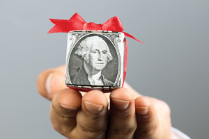 Money wrapped as a gift