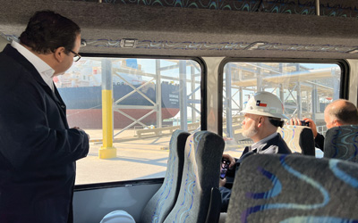 The Energy Tour delegation arrives at the Enbridge docks to view LNG vessels in Corpus Christi.