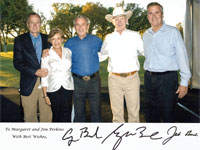 Perkins and his wife, Margaret, with long-time friends, George H.W., George W. and Jeb Bush.