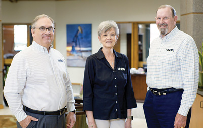 Pictured from left to right: Ricky Kidd, President; Debbie Rulestead, Executive VP and CFO; Russell Shannon, Chairman of the Board and CEO.